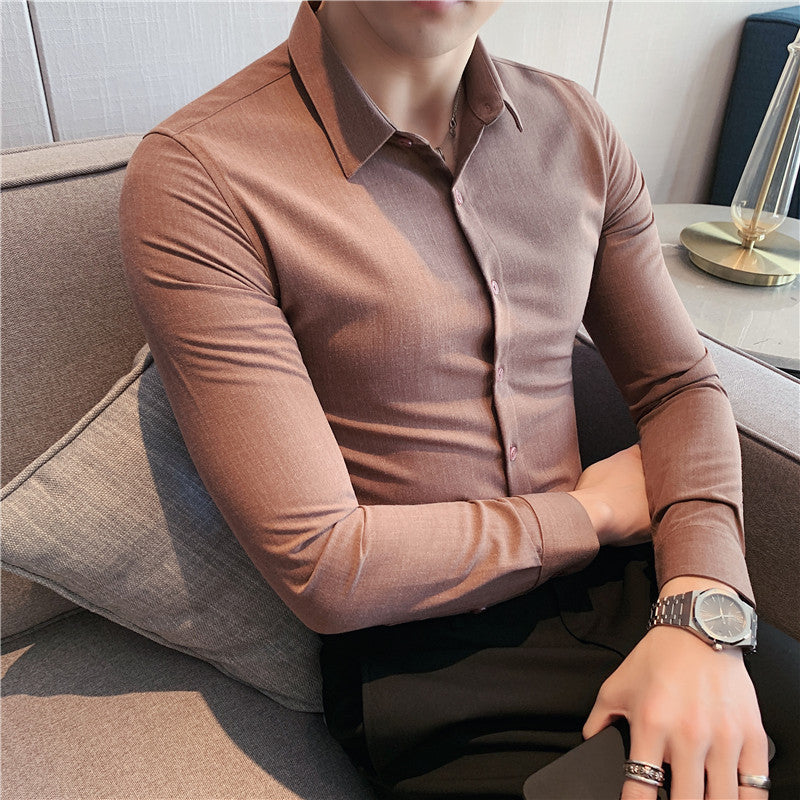Spring New Men’s Solid Color Business Shirt