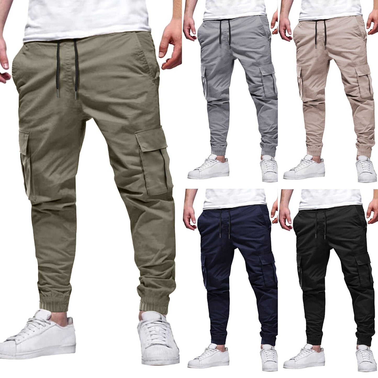 Men's Multi-pocket Drawstring Casual Overalls