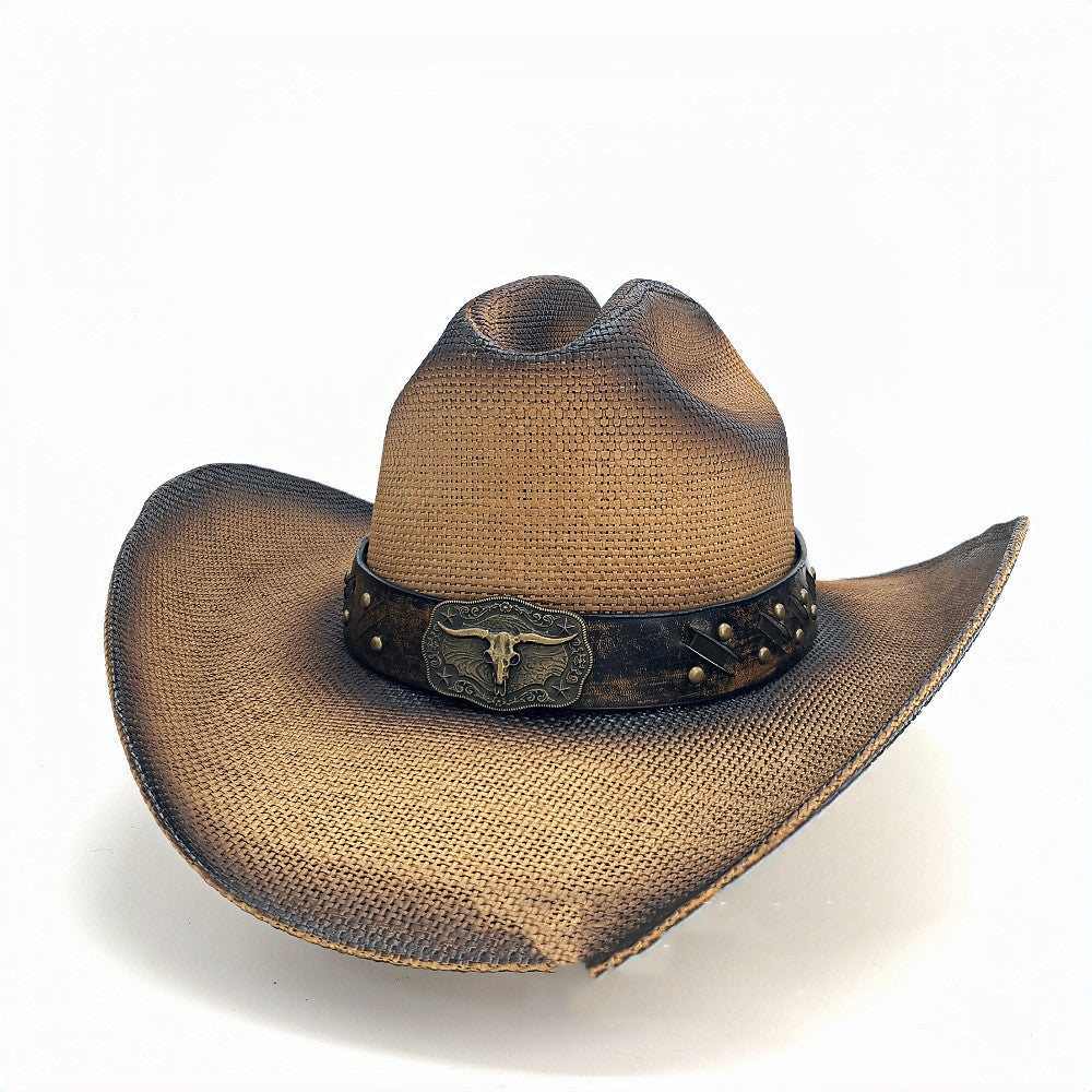 Retro Cowboy Hat Cowhide Belt Decoration