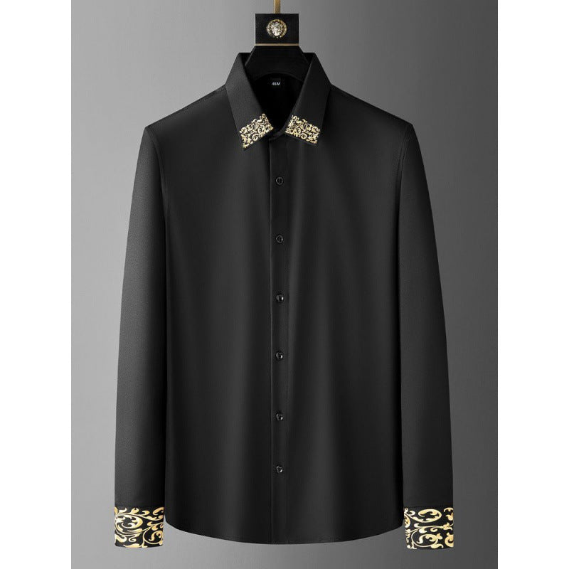 Men's Loose Embroidered Long Sleeve Shirt