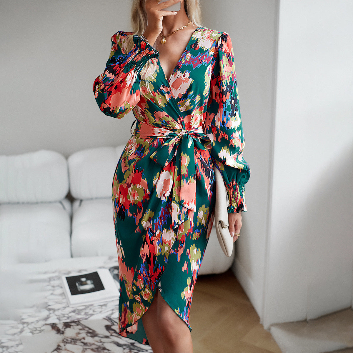 Seasonal Elegance Print Dress