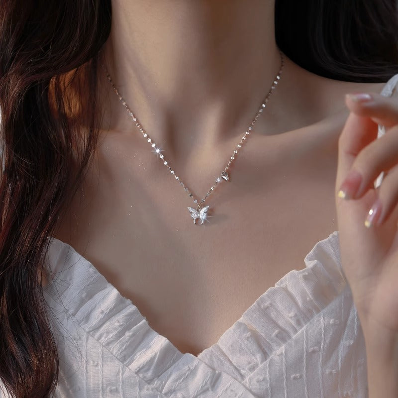 S925 Silver Butterfly Necklace – Elegant & Minimalist