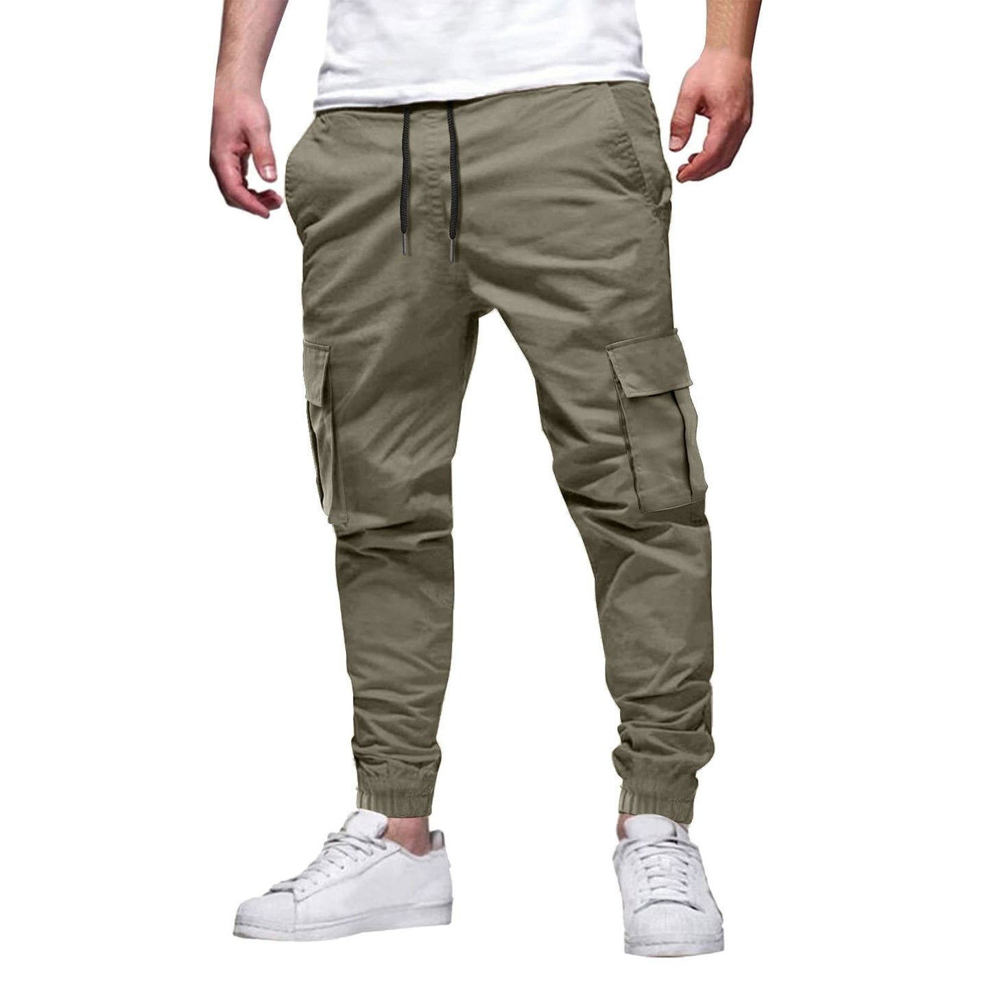 Men's Multi-pocket Drawstring Casual Overalls