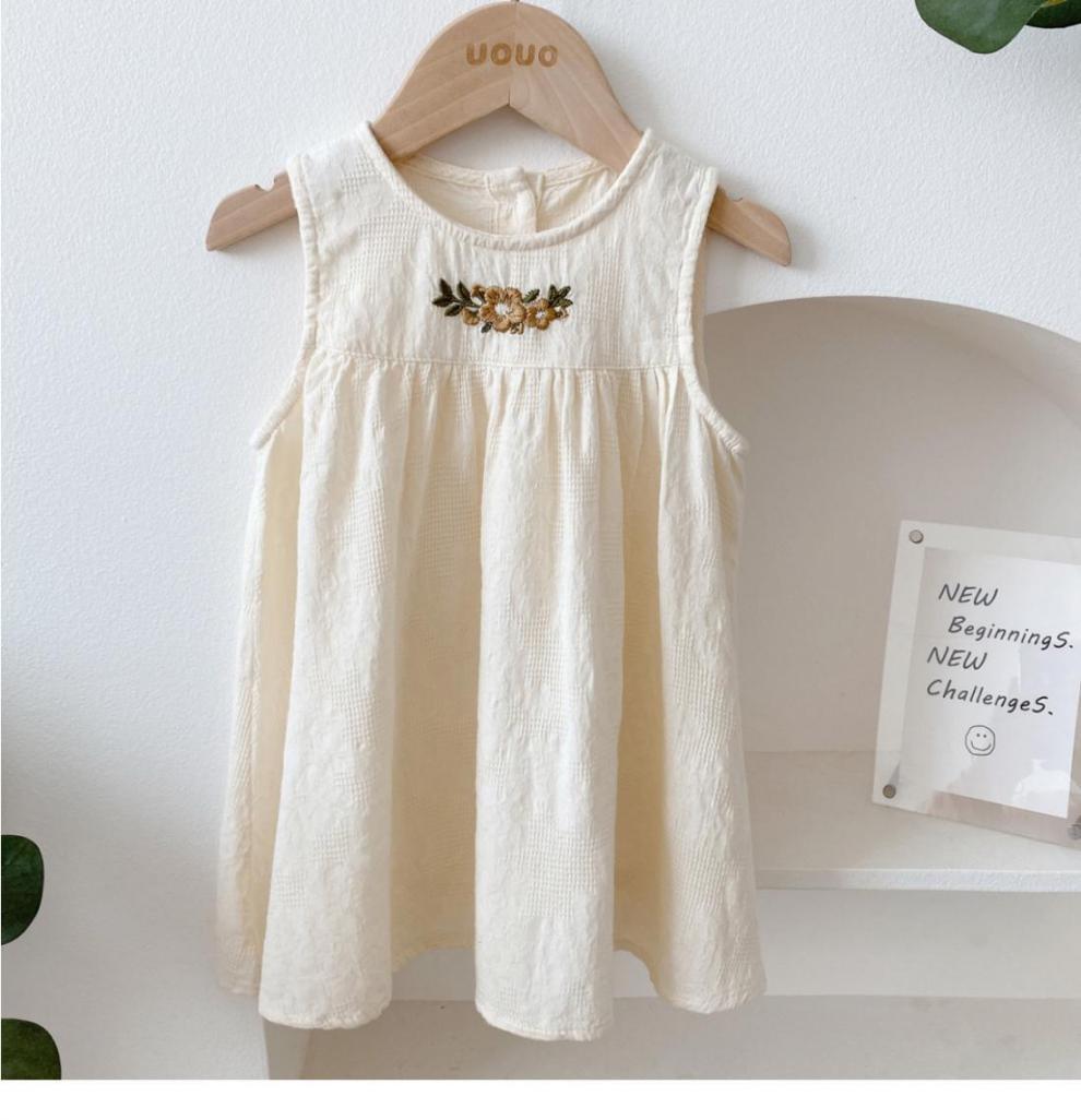 Girls' Sleeveless Embroidered Princess Dress