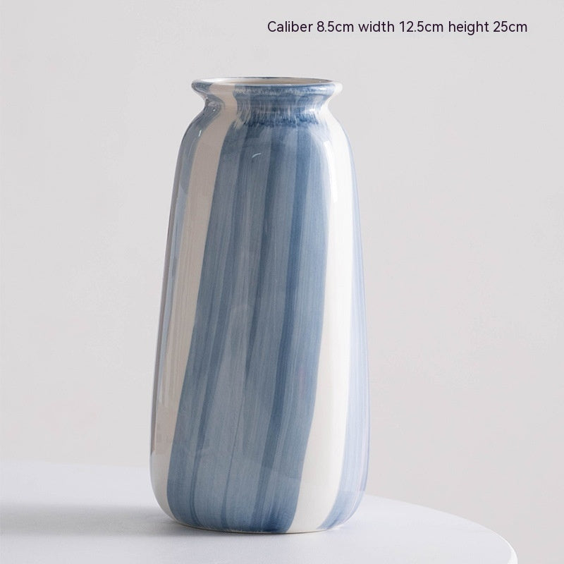 Hand-Painted Blue Ceramic Vase