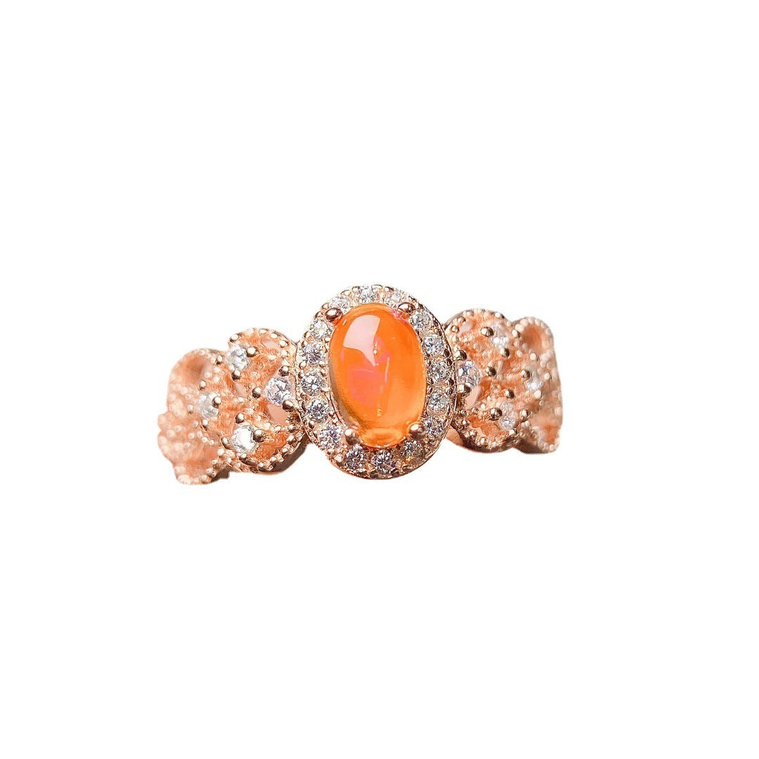 S925 Silver Fire Opal Ring