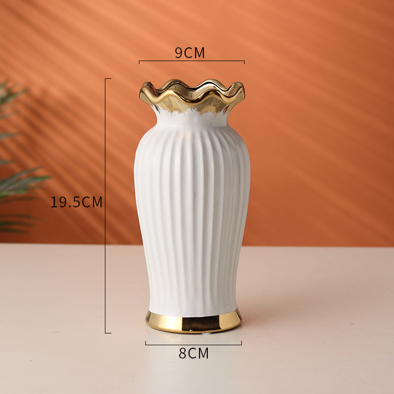 Gold Lotus Leaf Ceramic Vase