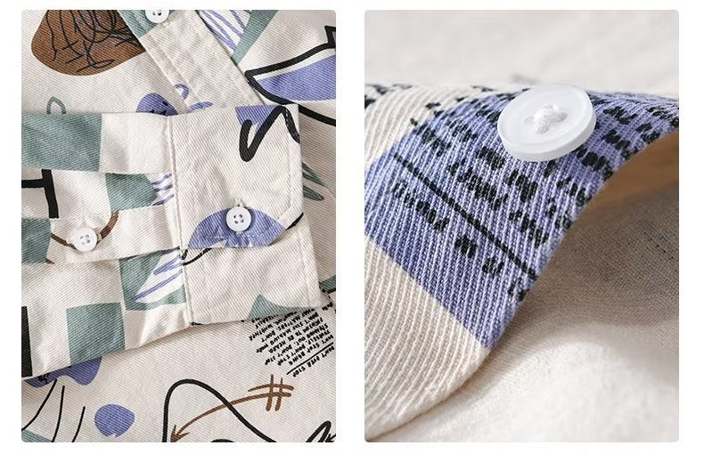Men's Loose Print Long Sleeve Shirt