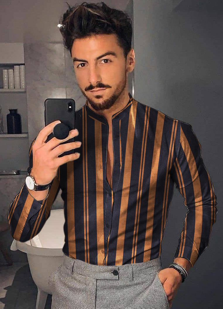 Men's Casual Long Sleeve Floral Shirt