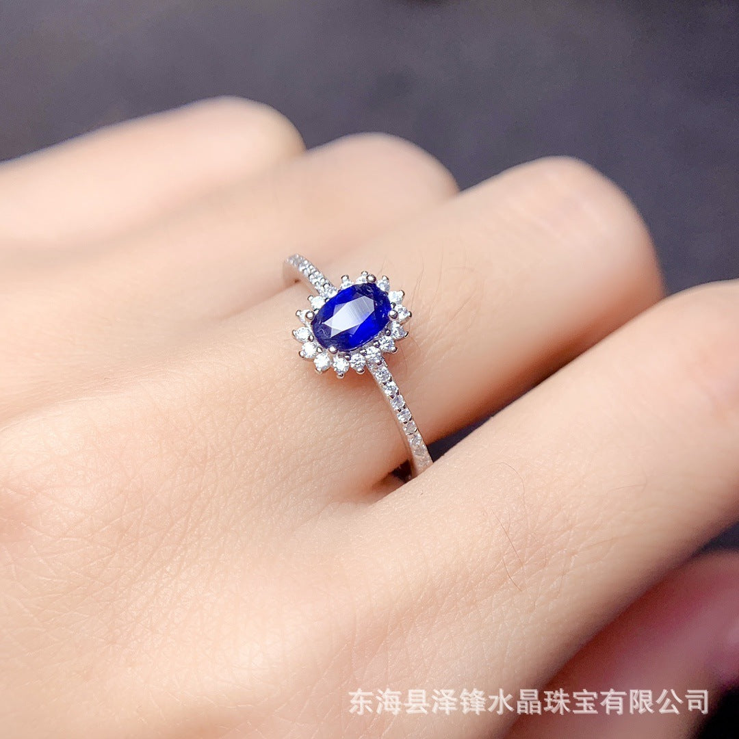 S925 Silver Natural Sapphire Ring