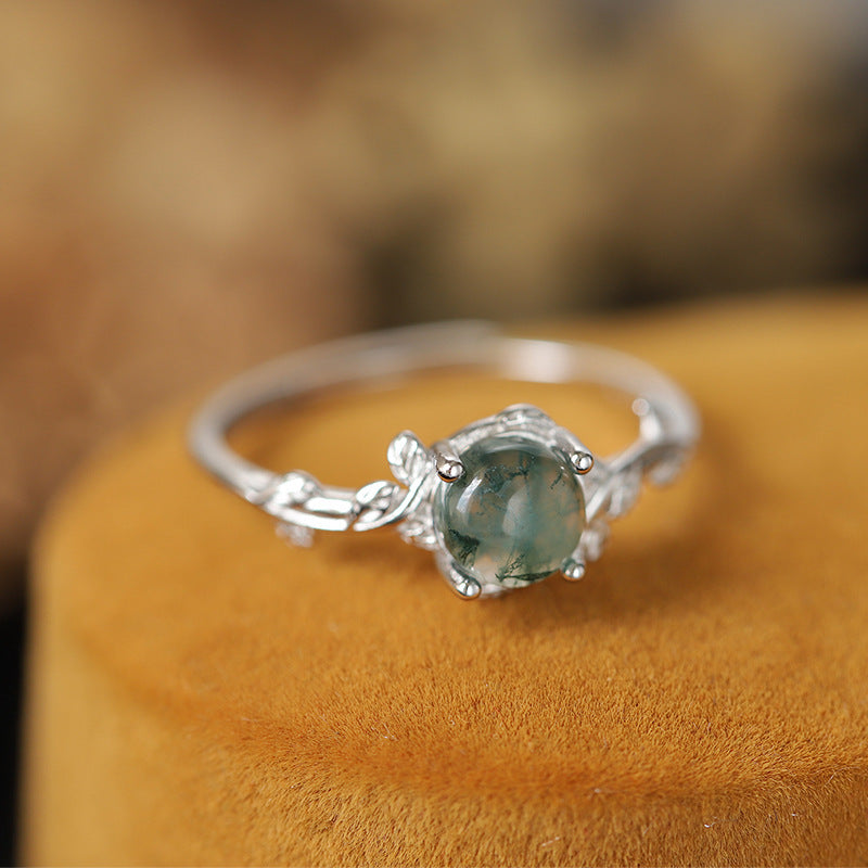 Green Agate S925 Silver Ring