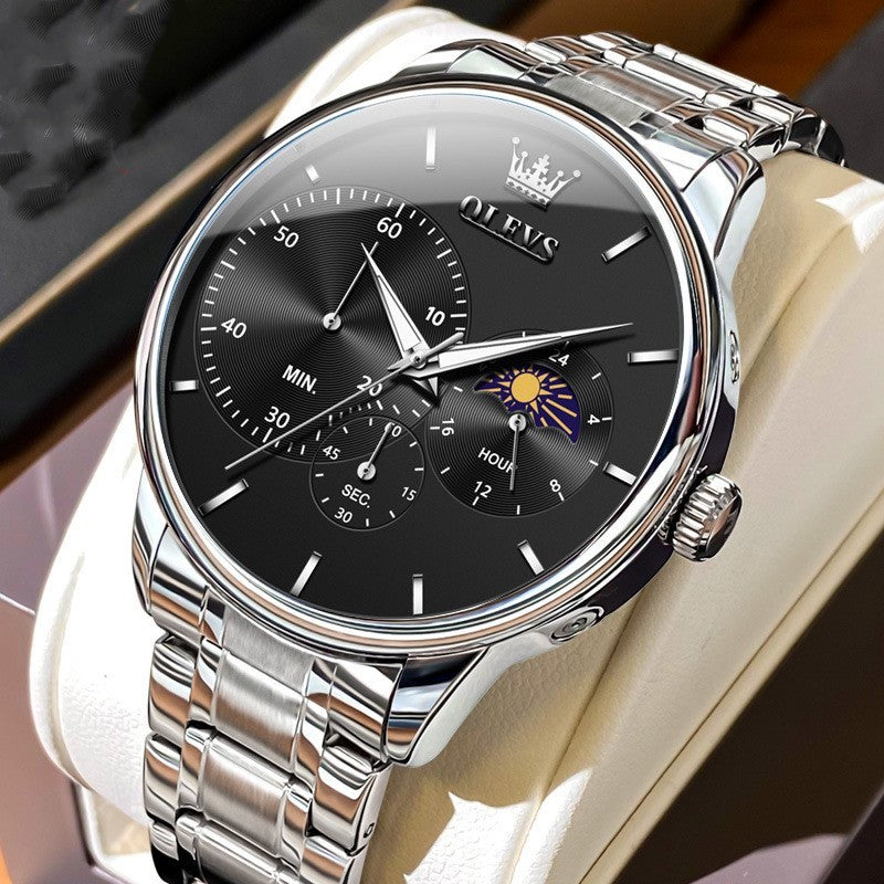 Men’s Multifunction Steel Waterproof Quartz Watch