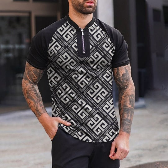 Printed Polo Short Sleeve Top