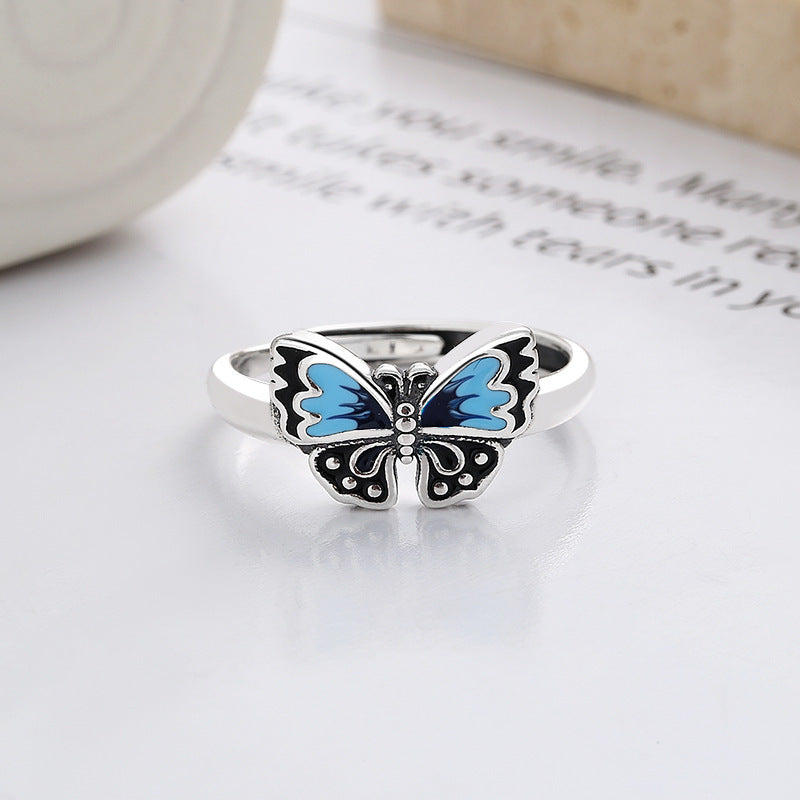 S925 Silver Butterfly Epoxy Ring