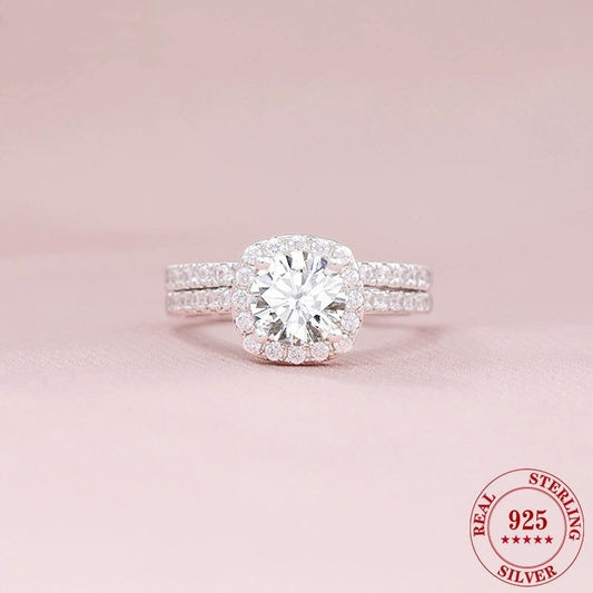 S925 Round Zircon Set Ring
