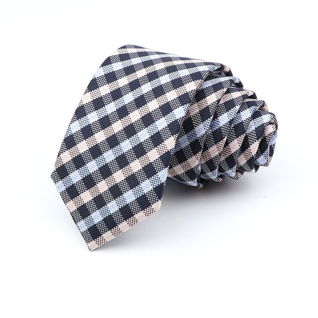 6cm Slim Polyester Plaid Tie