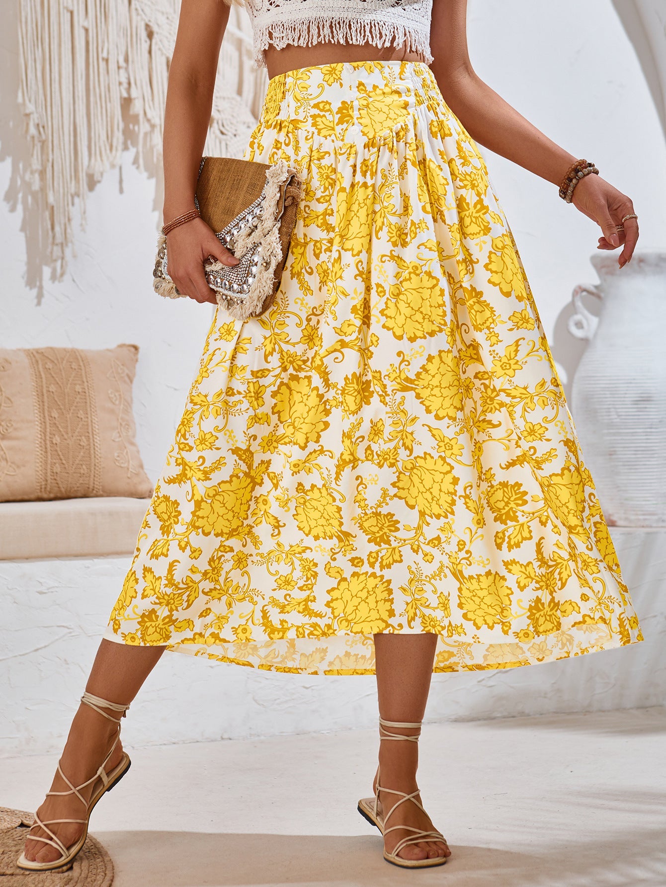 Casual Printed Waist-Tight Skirt