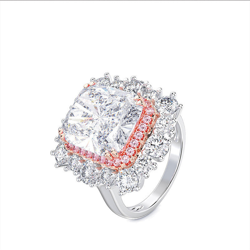 S925 Silver Inlaid Carbon Diamond Ring