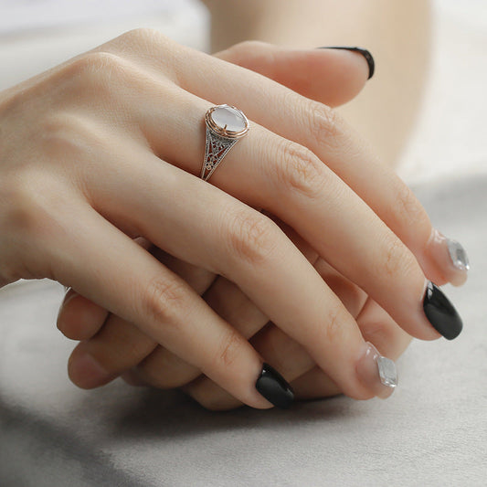 S925 Silver Synthetic Cat’s Eye Ring