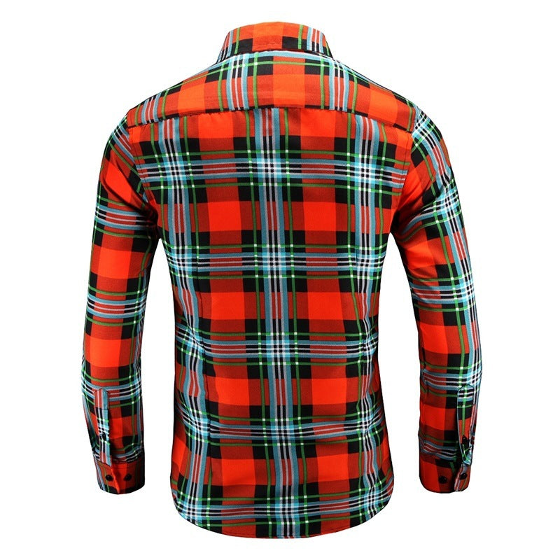 Plus Size Men's Long-sleeve Plaid Shirt