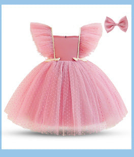 Flying Sleeves Dot Mesh Princess Dress