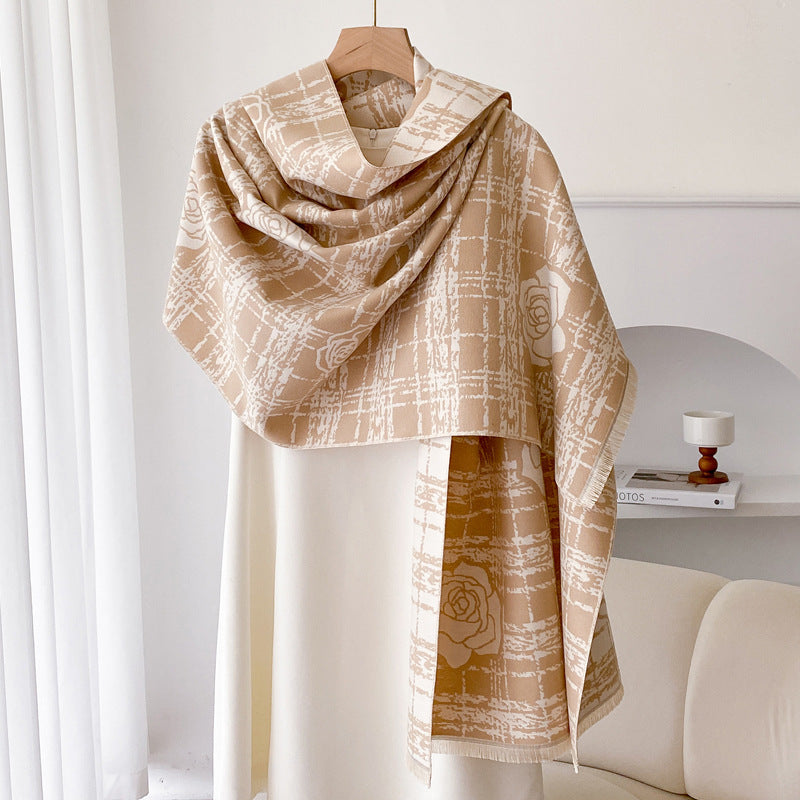 Elegant Camellia Tassel Shawl