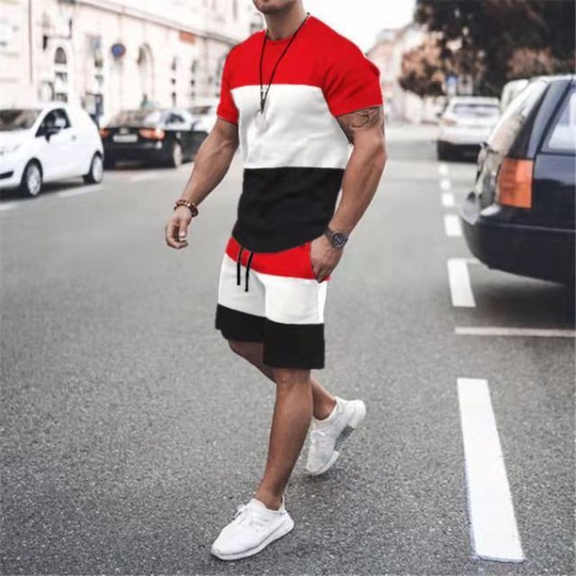 Men's Striped Print Short Suit