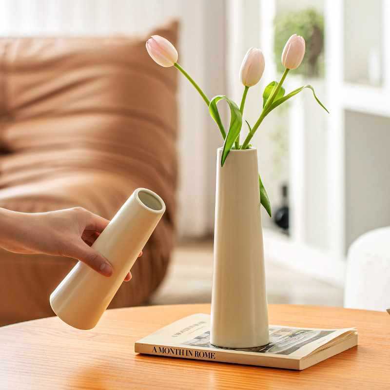 Narrow-Mouth Tulip Ceramic Vase