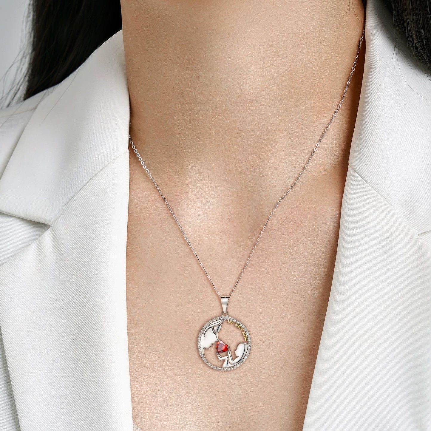 S925 Silver Mom & Baby Necklace