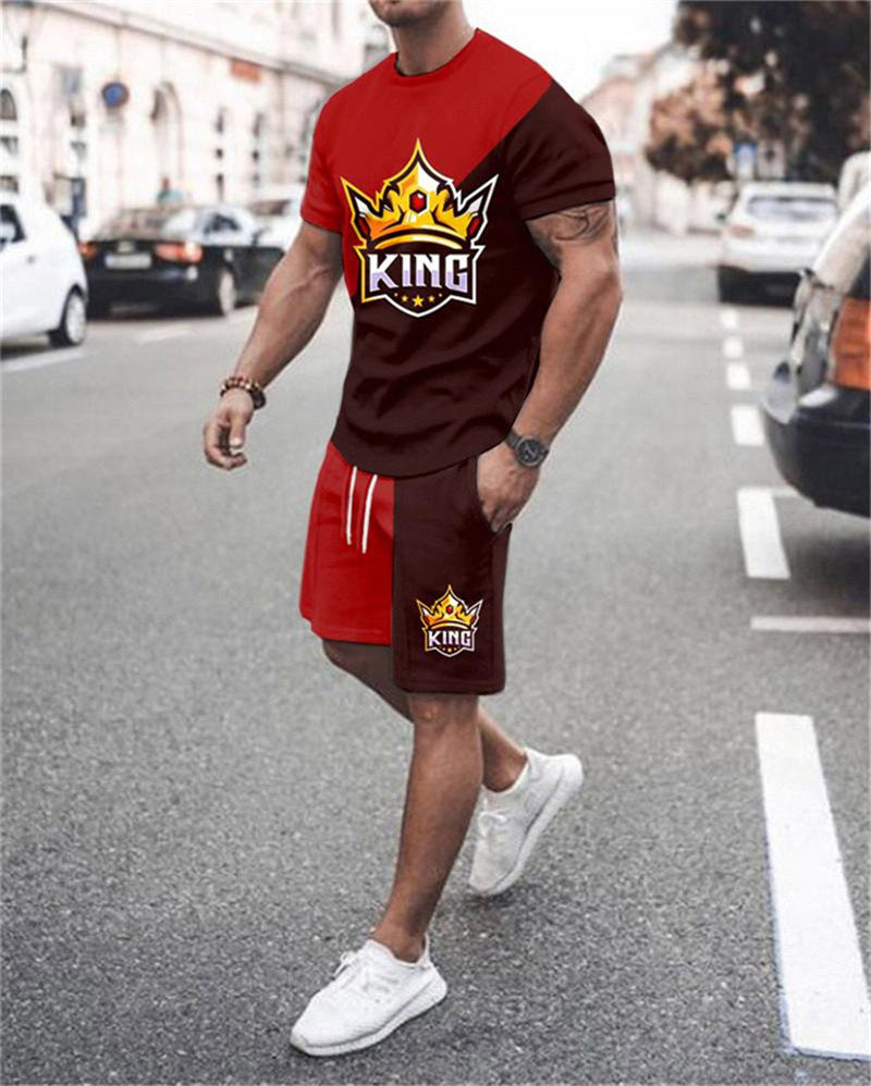 Men's Striped Print Short Suit