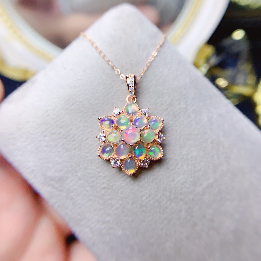 Natural White Opal Pendant Necklace