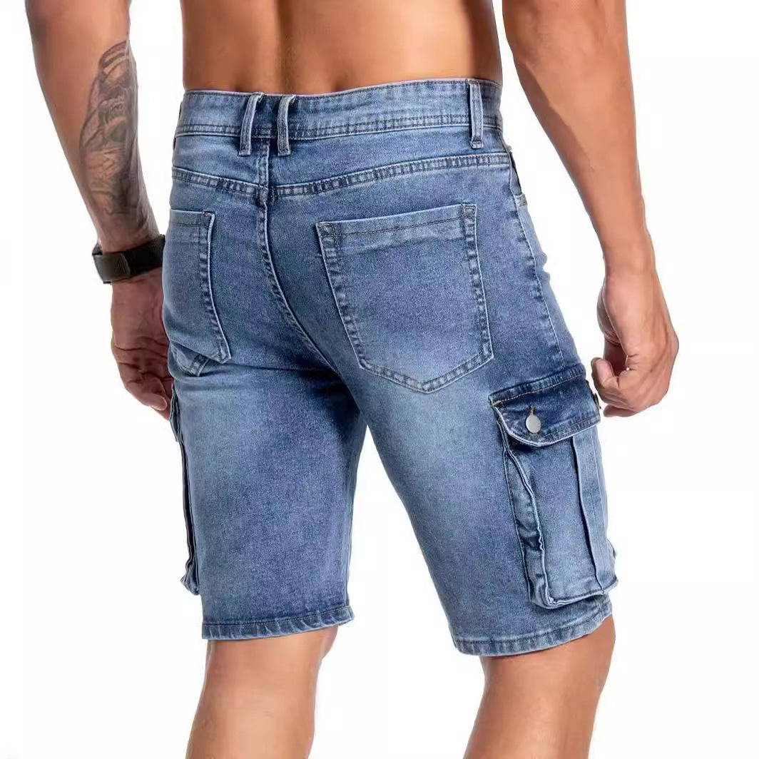 Men's Stretch Multi-pocket 5-Point Jeans