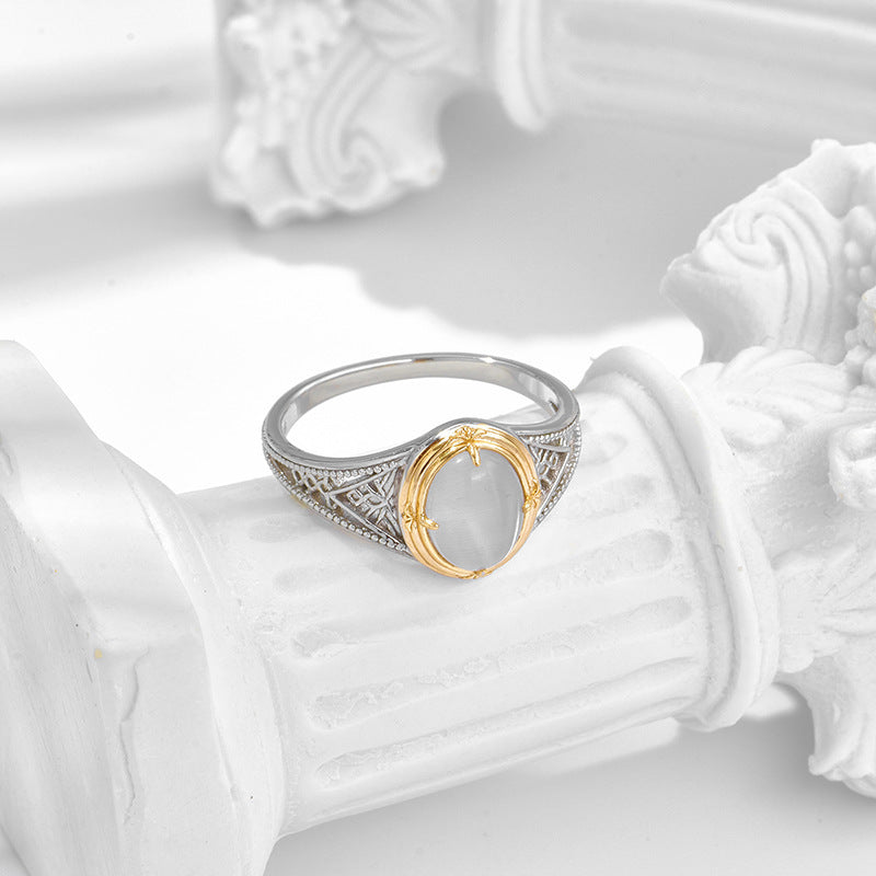 S925 Silver Synthetic Cat’s Eye Ring