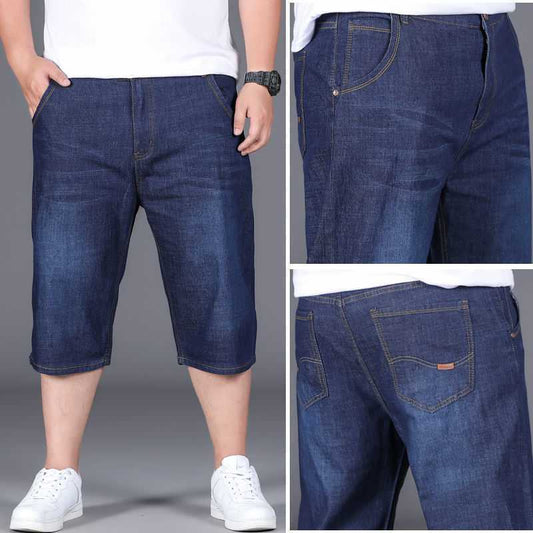 Men's Large Stretch Cropped Loose Jeans