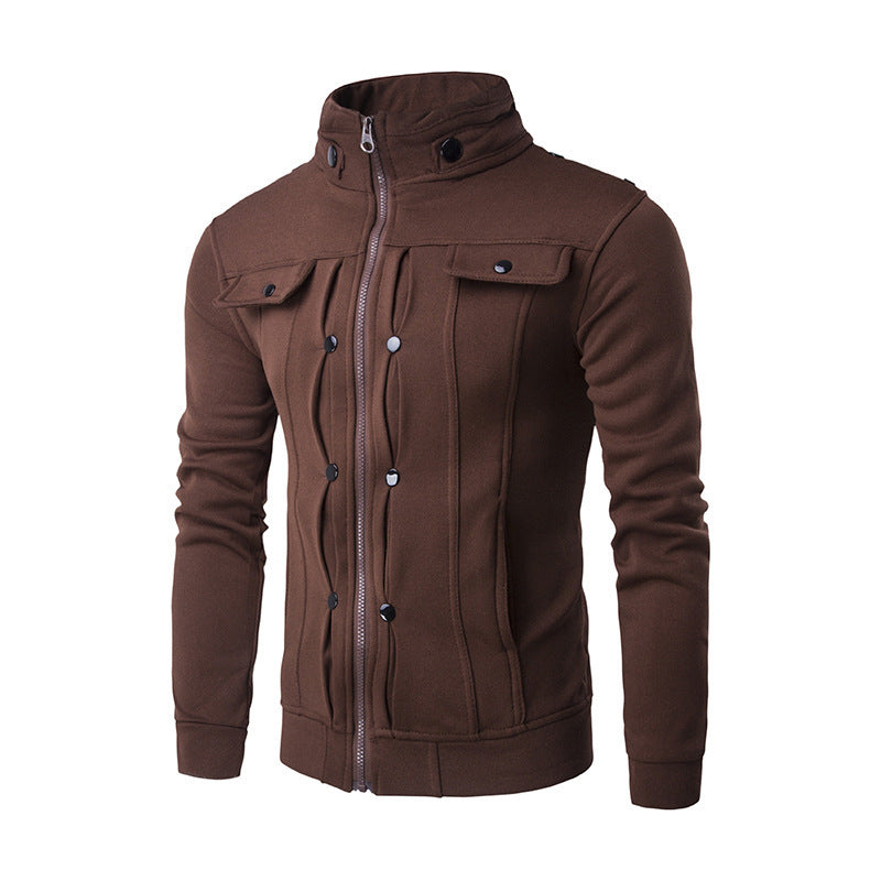 Men’s Mock Neck Pleated Zipper Sweater