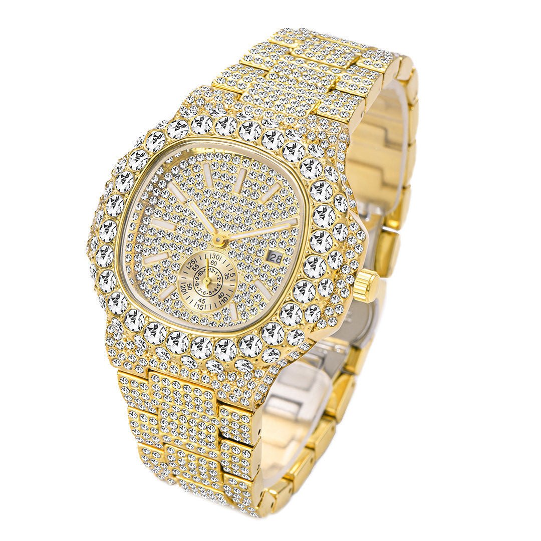Gold Full Diamond Luminous Business Watch