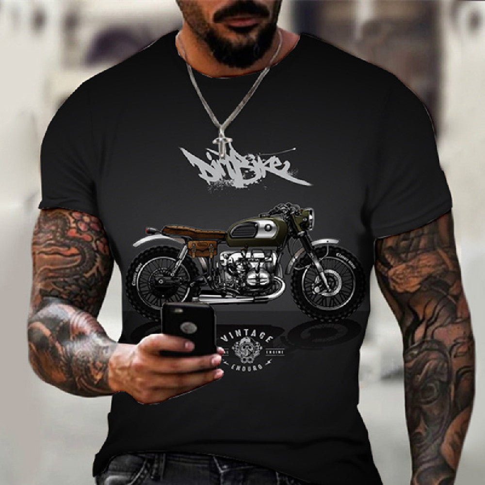 Vintage Motorcycle 3D Print T-shirt