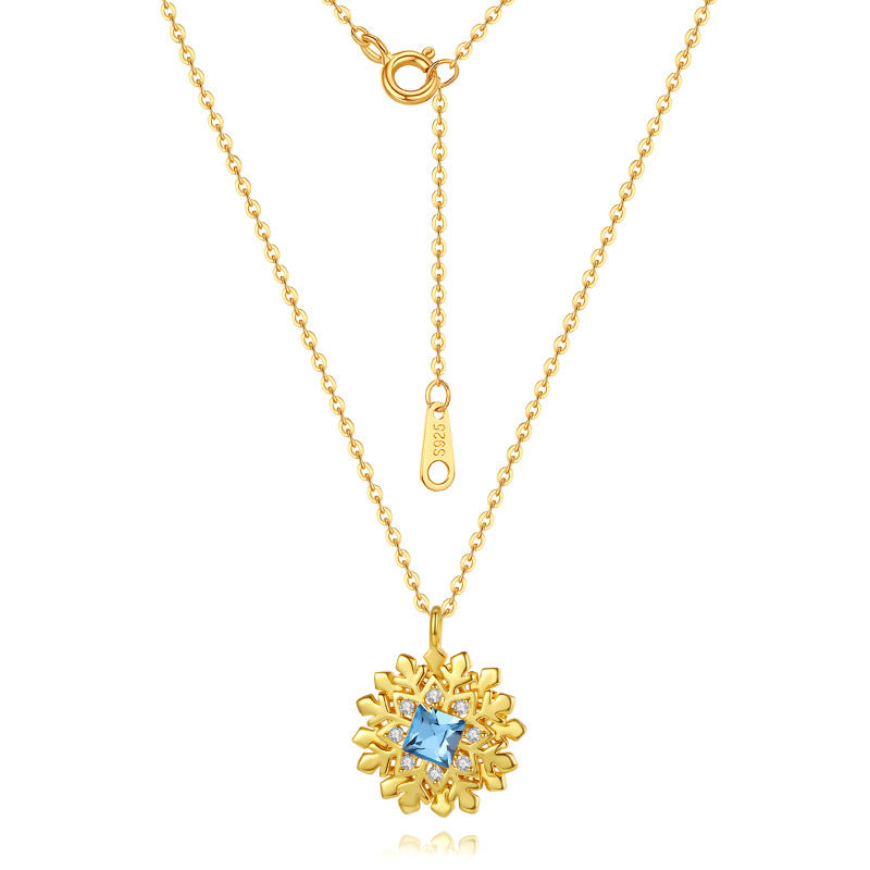 S925 Silver Crystal Snowflake Necklace