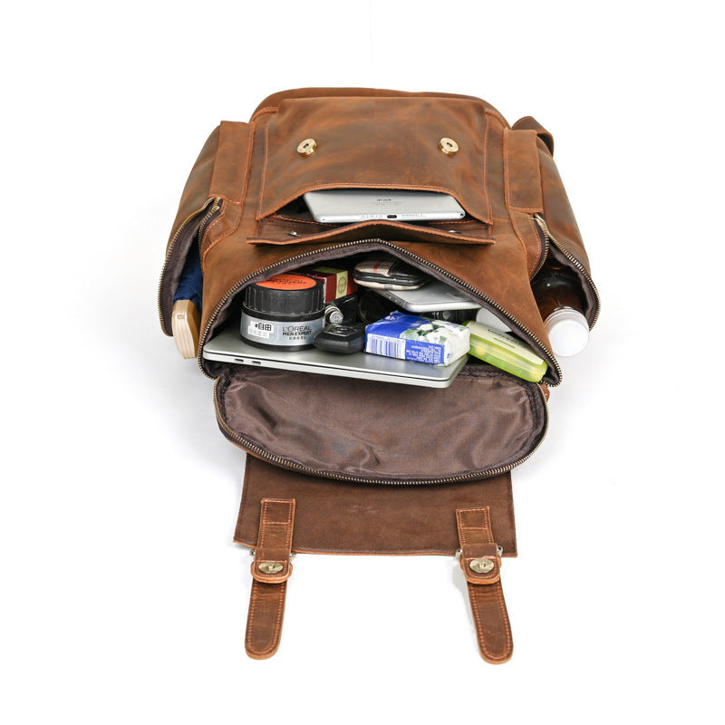 Crazy Horse Leather Men's Backpack