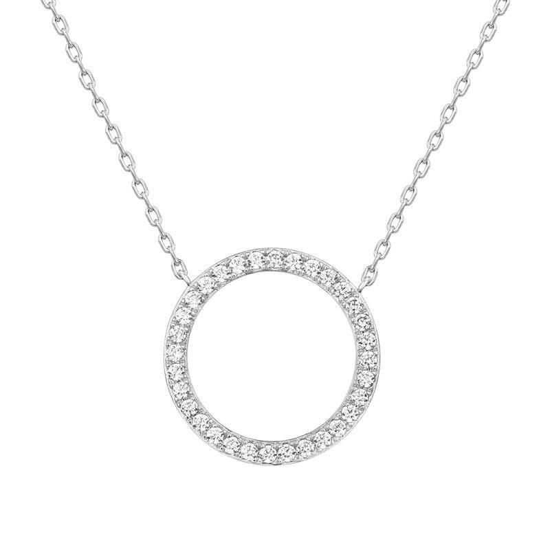 S925 Silver Shiny Dimond  Circle Necklace