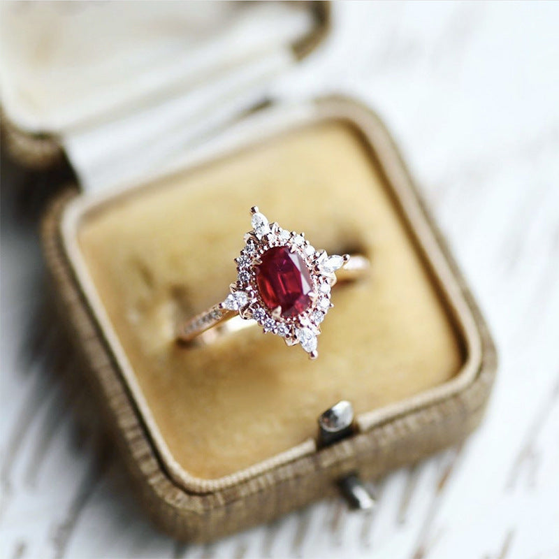 S925 Silver Natural Stone Zircon Ring