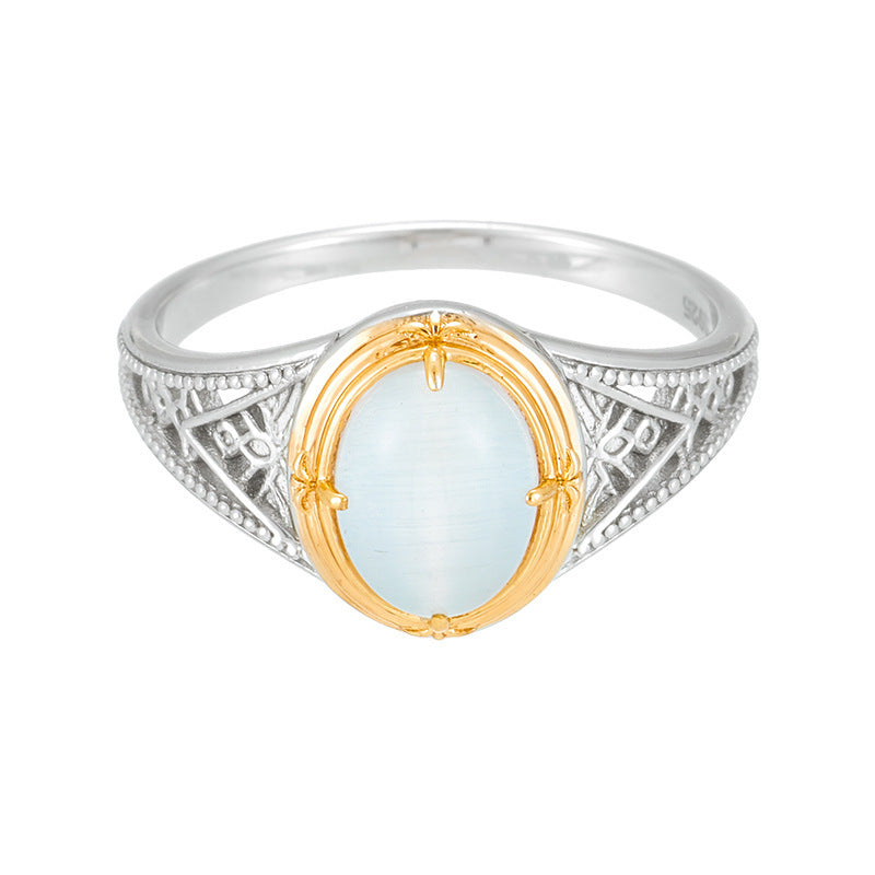 S925 Silver Synthetic Cat’s Eye Ring