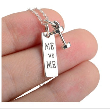 925 Sterling Silver Dumbbell "ME vs ME" Necklace