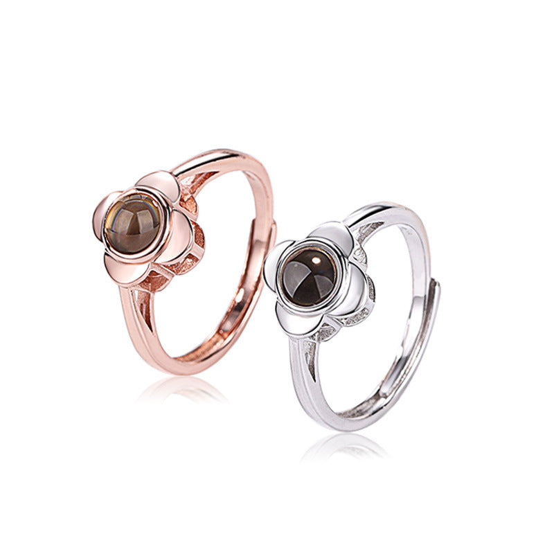 S925 Silver Adjustable Flower Ring