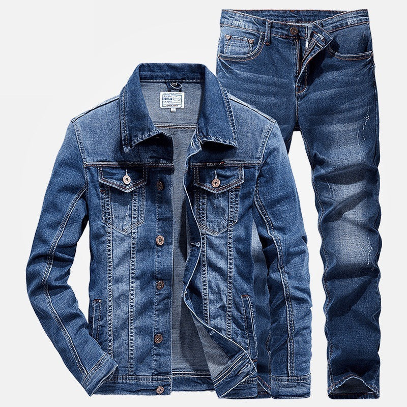 Men's Slim Denim Two-piece Suit