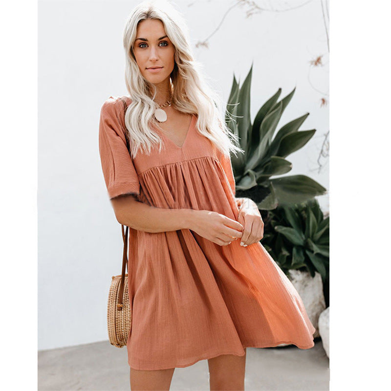 Casual Cotton-Linen Dress