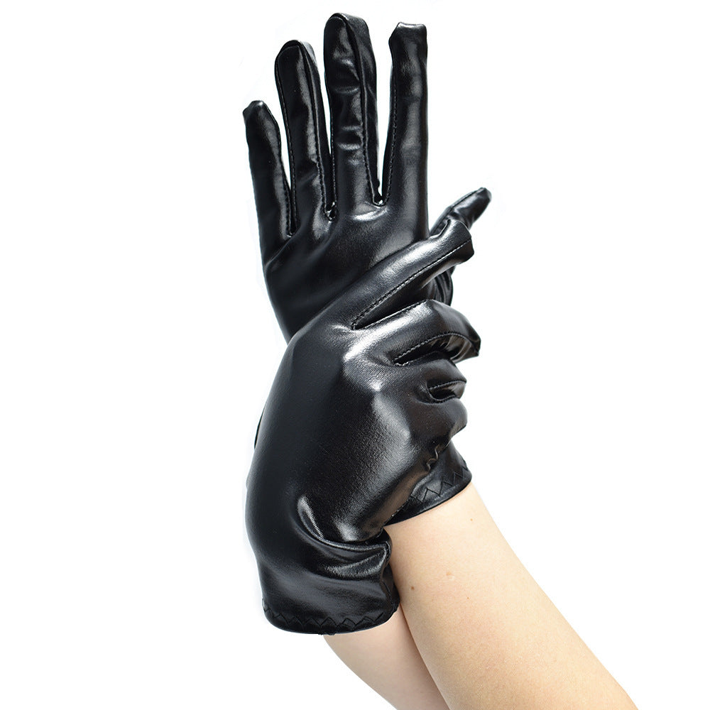 Women’s Short Punk Leather Gloves