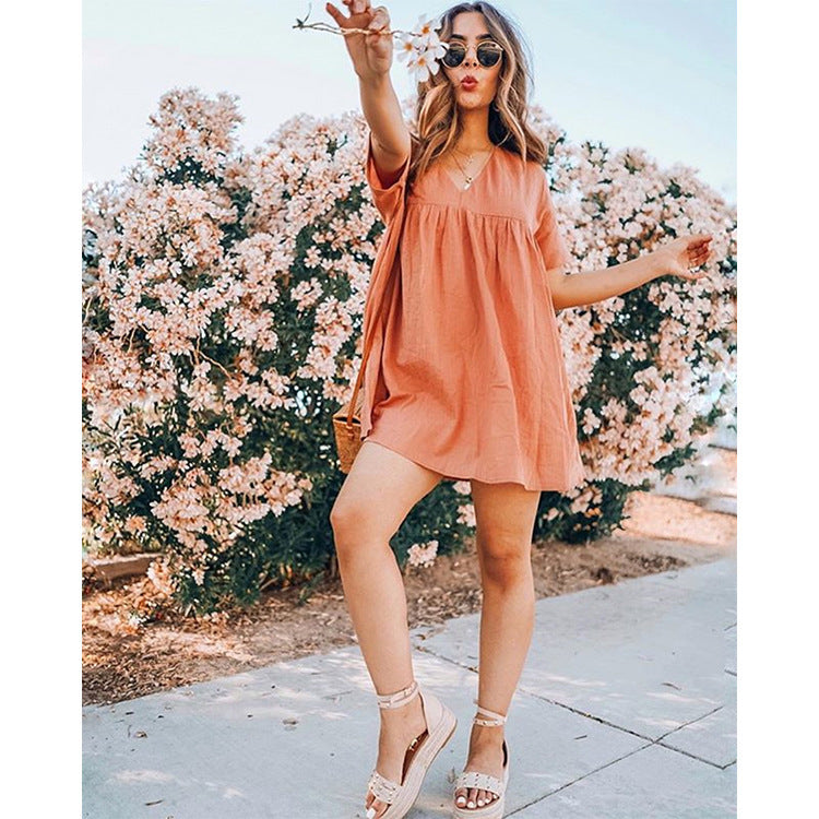 Casual Cotton-Linen Dress