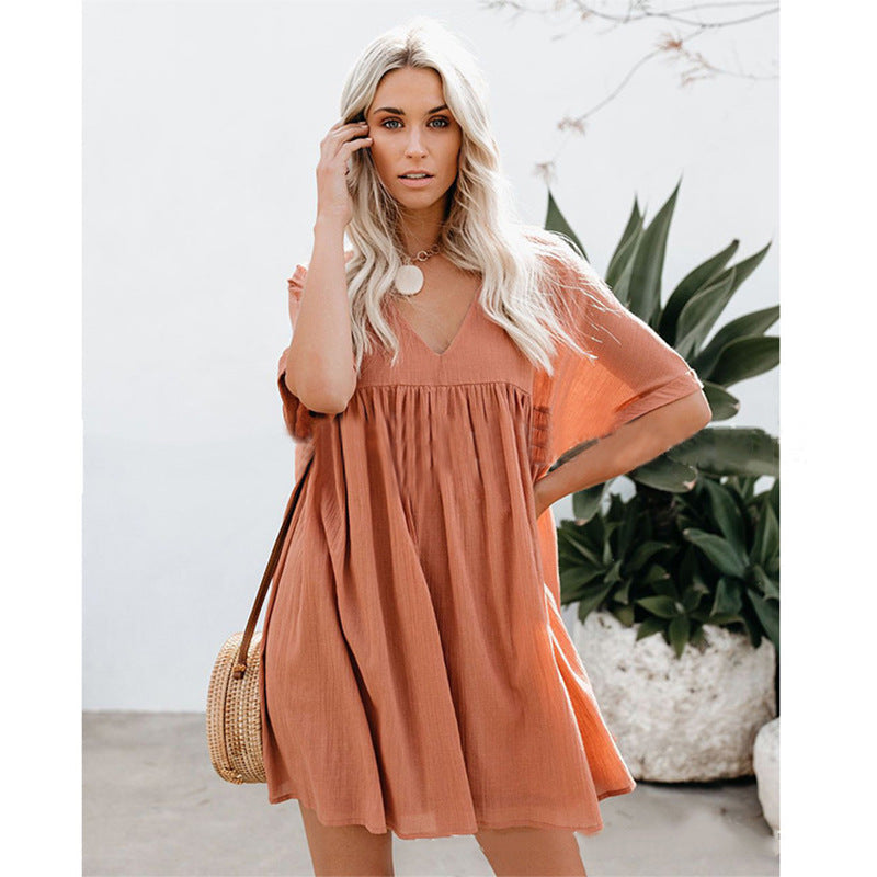 Casual Cotton-Linen Dress