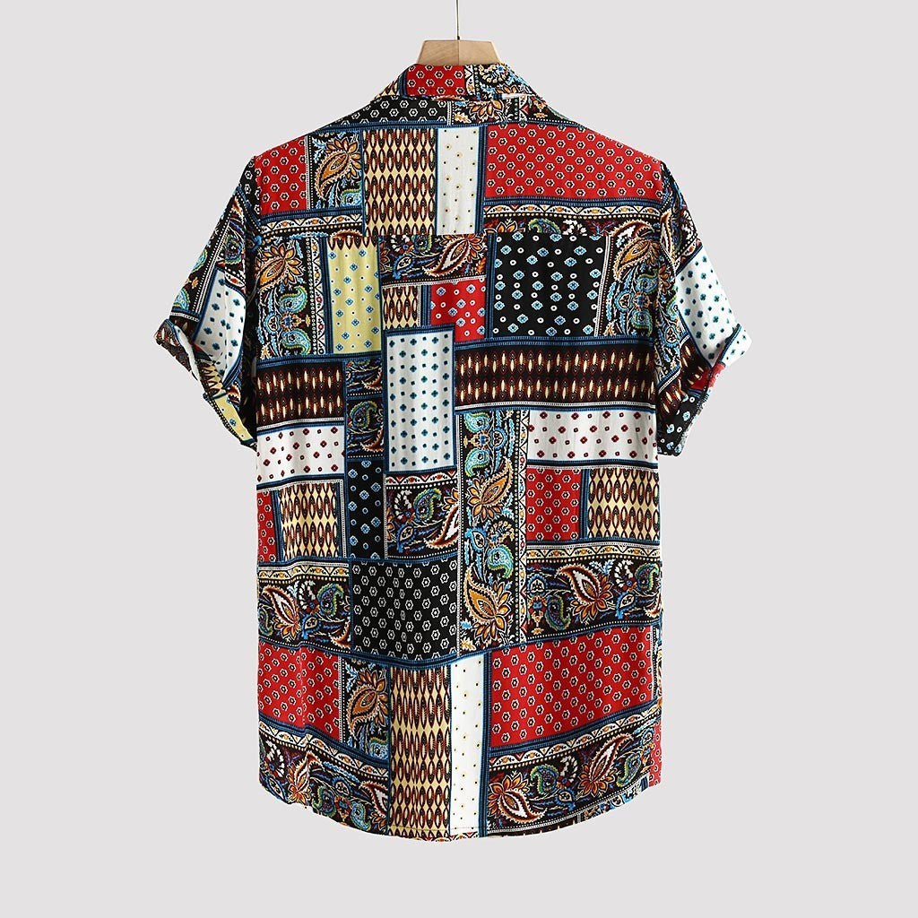 Linen printed short sleeve shirt